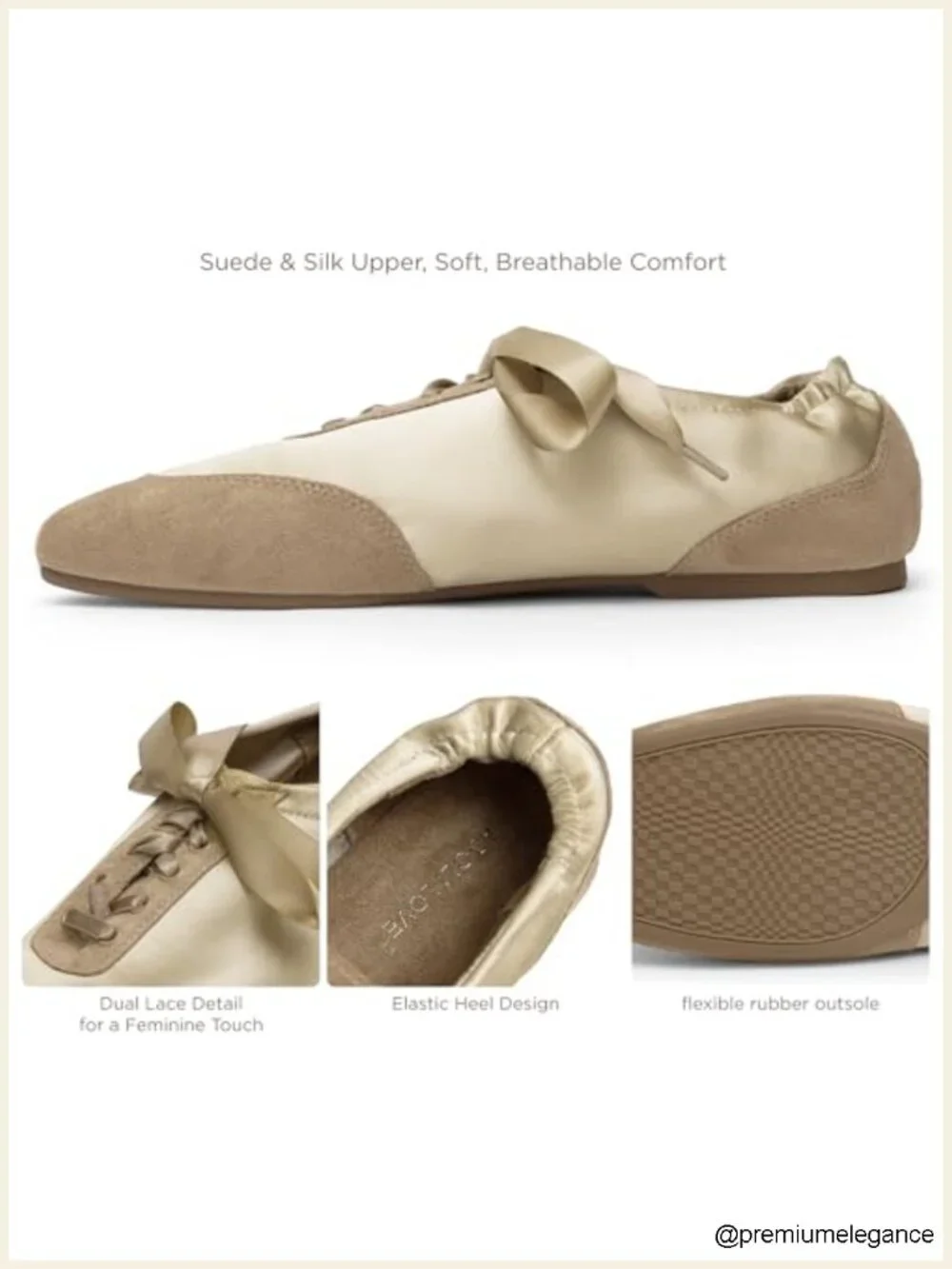 Satin Faux Suede Ballet Flats Lace Up Comfortable Lightweight Walking Shoes